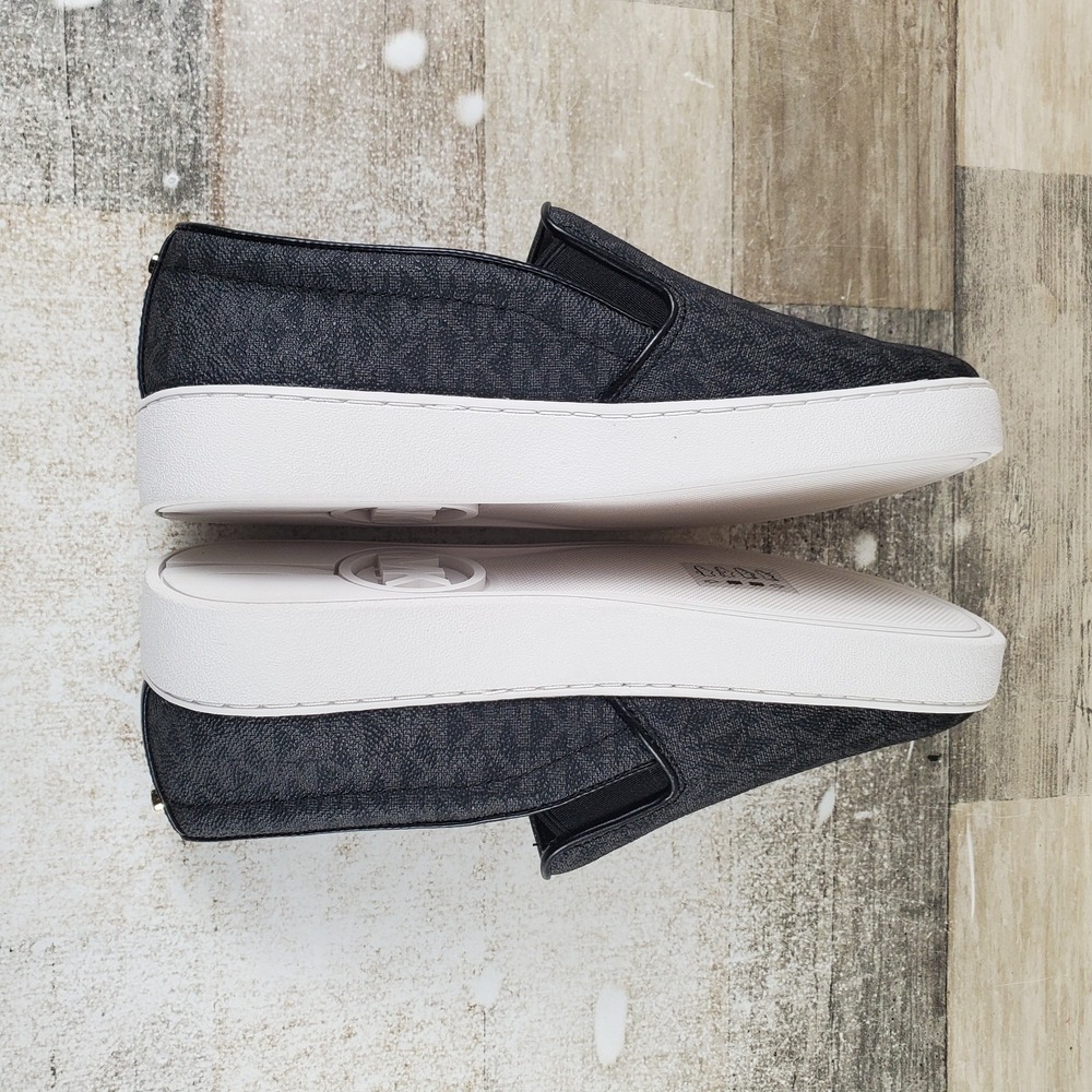Michael Kors Keaton Womens Shoes Sz 6.5 M Black Signature Logo Slip On Sneakers - Picture 6 of 10